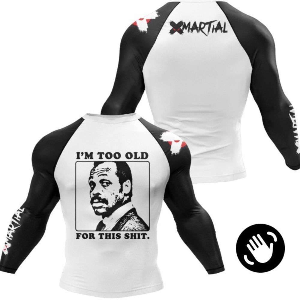XMartial Black and White Graphic Rash Guard